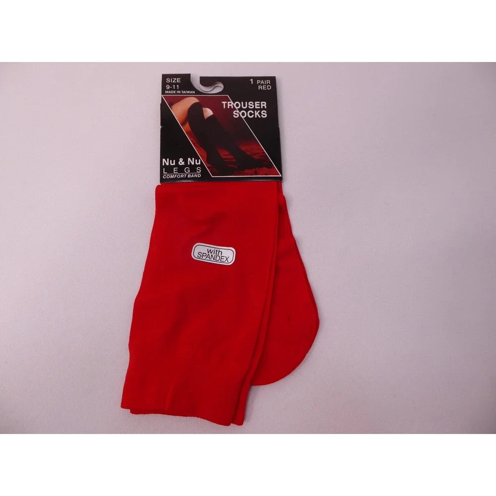 Nu & Nu Legs Comfort Brand Trouser Socks Size 9-11 Color Red with Spandex NEW